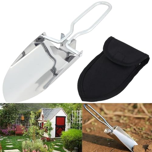 Folding Camping Shovel - Stainless Steel Outdoor Tool - Silver