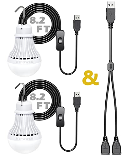 2 Pack USB LED Camping Lights 5W Portable Emergency Lanterns for Outdoor, Garage, Car, Fishing