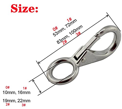 316 Stainless Steel Fixed Snap Hook - Quick Release Shackle (53mm, 4 Pack)