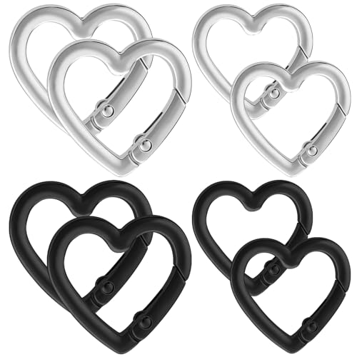 8-Piece Heart Shaped Carabiner Keychain Clip Set - Durable Spring Snap Hook