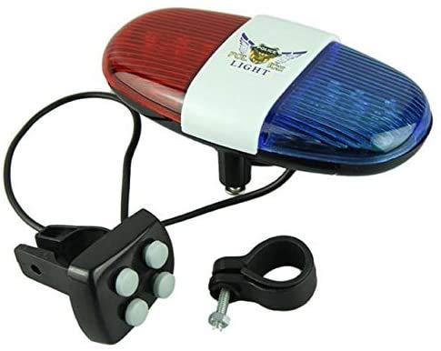 Bike Police LED Horn Light with 4 Siren Sounds & Flashing LEDs for Cycling Safety