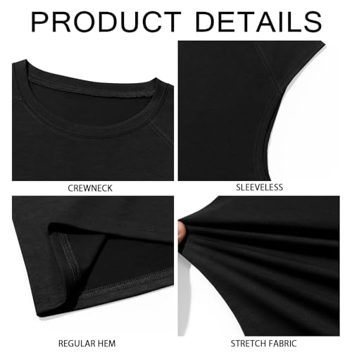 Men's Sleeveless Tank Top - Athletic Gym Shirt, Large, Black
