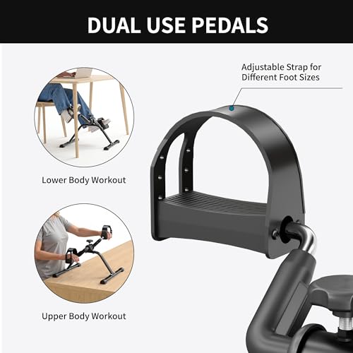 Mini Stationary Cycle Pedal Exerciser with Adjustable Resistance - Black