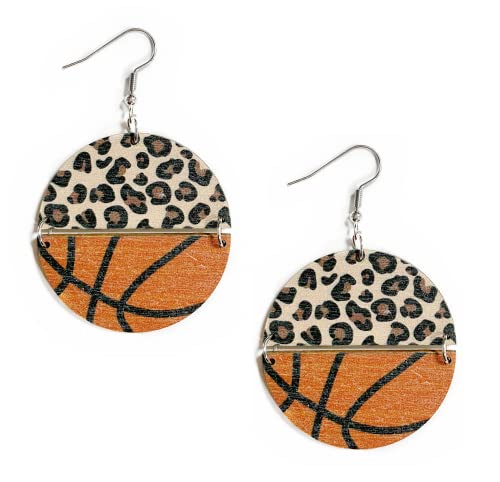Leopard Print Sports Earrings - Football Basketball Baseball Dangles