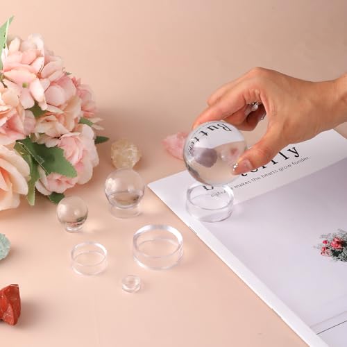 9-Pack Acrylic Ball Display Stands - Round Sphere Holders