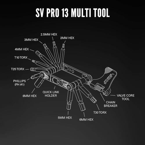 LEZYNE SV PRO 13 Bicycle Multi-Tool with Alloy Side Plates & Stainless Steel Bits – Compact Repair Kit