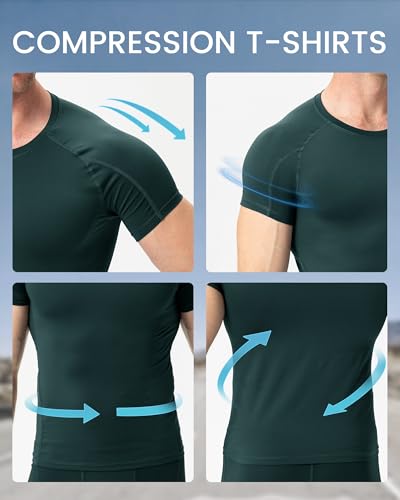 Men's Compression Shirt Short Sleeve Athletic Gym Workout Base Layer