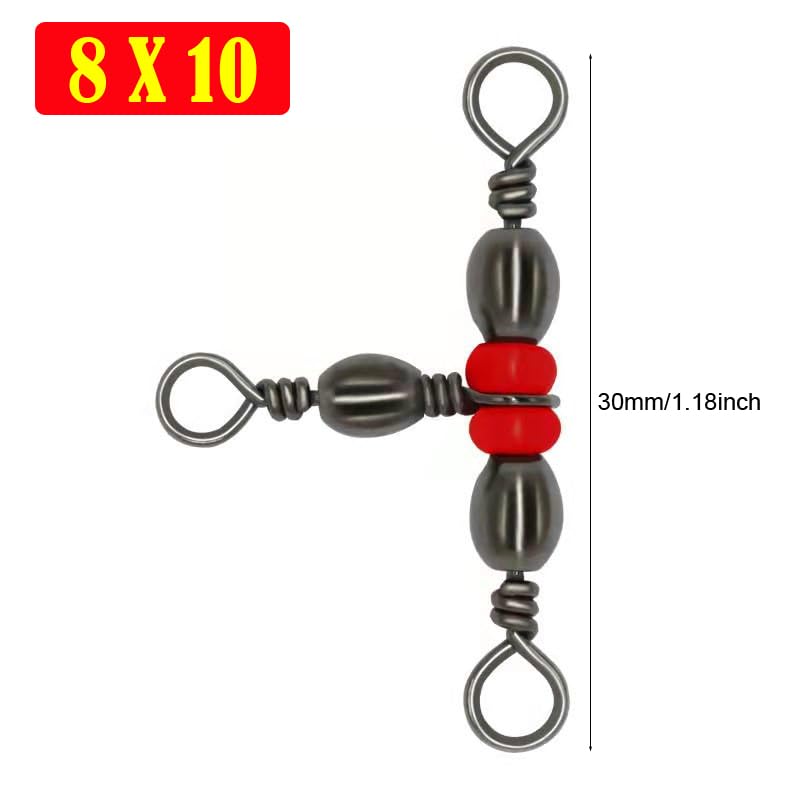 50 Pack Fishing Three Way Swivels - Copper Tackle Connectors