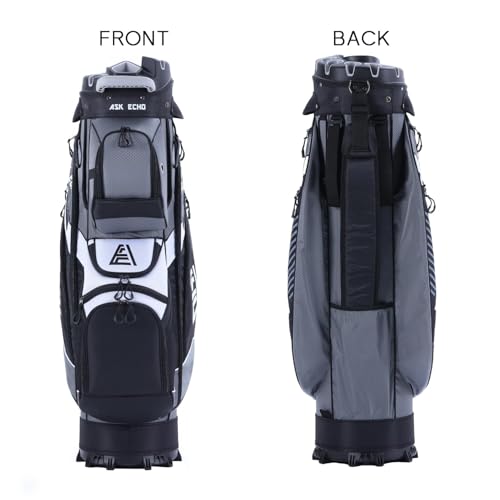 Golf Cart Bag with 14-Way Divider and Cooler - Grey