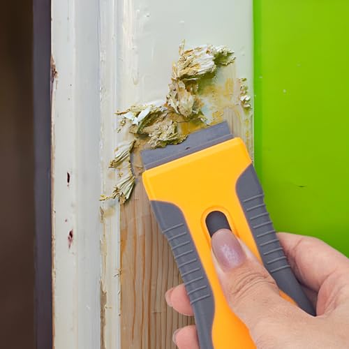 Razor Blade Scraper Tool with 15pcs Extra Blades, Multi-Surface Glass Stove Top Scraper for Paint, Window, Old Label, Decal Sticker, Ceramic Cooktops, Ovens