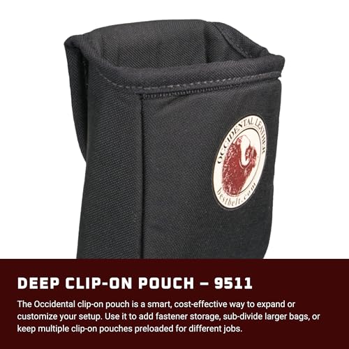 Occidental Leather Deep Clip-On Pouch - Black - Fits Up to 2¡± Work Belt - Made in USA