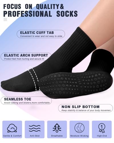 YeuG Non-Slip Pilates Socks for Women - Small-Medium, Brown & Beige, 4 Pairs