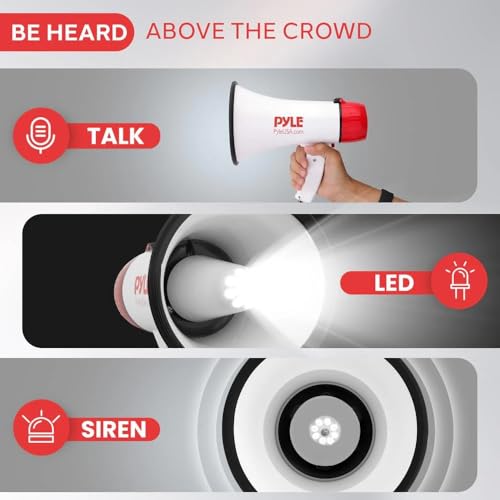 30W Megaphone Bullhorn with Siren & LED Lights - Medium