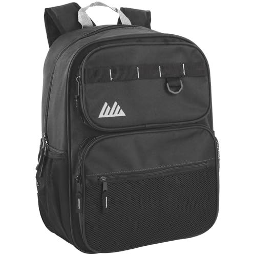 Summit Ridge Travel Backpack for Men & Women, Spacious 17x13x5in with Water Bottle Pockets - Black