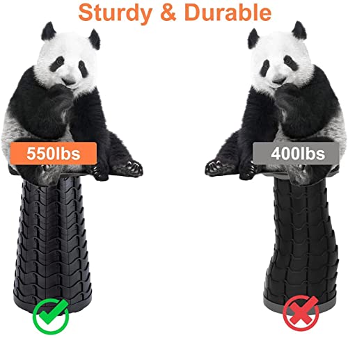 VOLIXOD Black Foldable Telescoping Camping Stool - Portable, Adjustable, 550lbs Capacity
