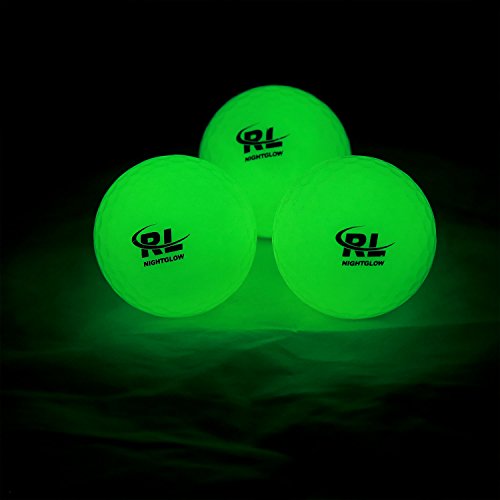 R&L 6 Pack Fluorescent Night Golf Balls with UV Flashlight - Long Lasting Bright Glow, Real Performance