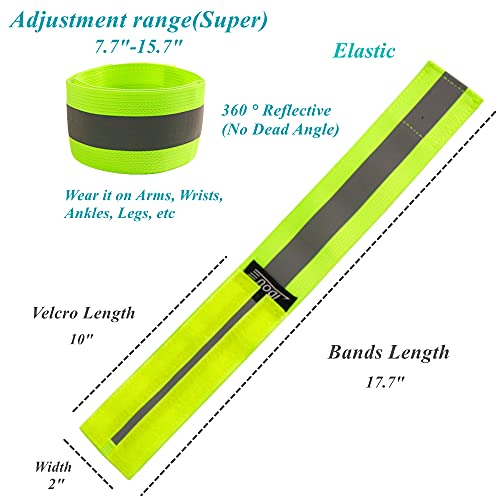 Reflective Running Gear Bands - Adjustable Safety Strips for Arms & Legs - Yellow - 2 Bands