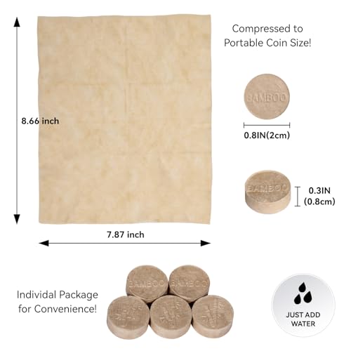 Bamboo Compressed Towels - 50 Count Disposable Washcloths