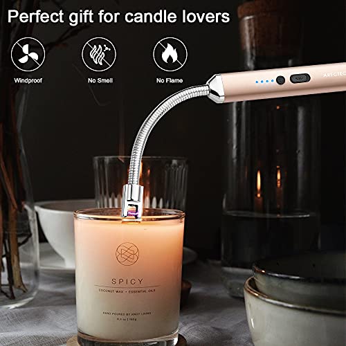 Electric Arc Candle Lighter - Rechargeable USB Flameless Long Neck - Gold