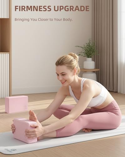 Yoga Blocks 2 Pack - Light Pink High-Density EVA Foam Props