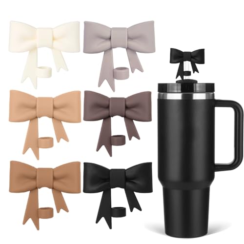 Silicone Bow Straw Toppers for 10mm Tumbler Straws - Set of 6
