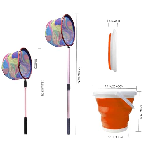 LPEIEB 2-Piece Retractable Fishing Net Set for Frogs & Tadpoles - Pink/37in