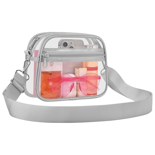 USPECLARE Large Silver Clear Stadium Bag for Sports Events Fan Purse
