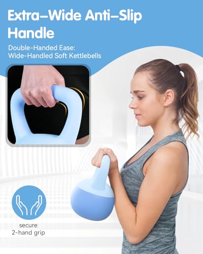 Soft Kettlebell - 10 LB Anti-Slip Grip for Safe Workouts - Blue