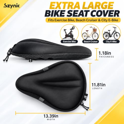 X-Large Gel Foam Bike Seat Cover with Anti-Slip Bottom - Szynic