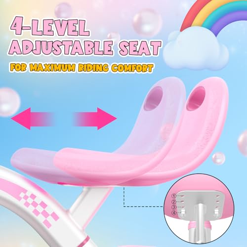 Pink Toddler Tricycle with Adjustable Seat & Light-Up Wheels