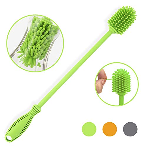 Silicone Bottle Brush Cleaner with Long Handle - Green