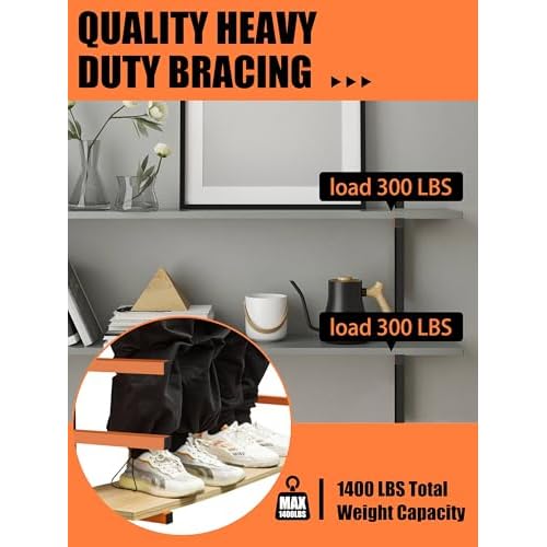 Caliee lumber Storage Rack Wall Mount, Heavy Duty Wood Storage Racks With 6-Level System Holds Up to 1400 lbs, Garage Shelf Wall Mount, Basement, Workshop, Rustproof & Space-Saving Design (4)