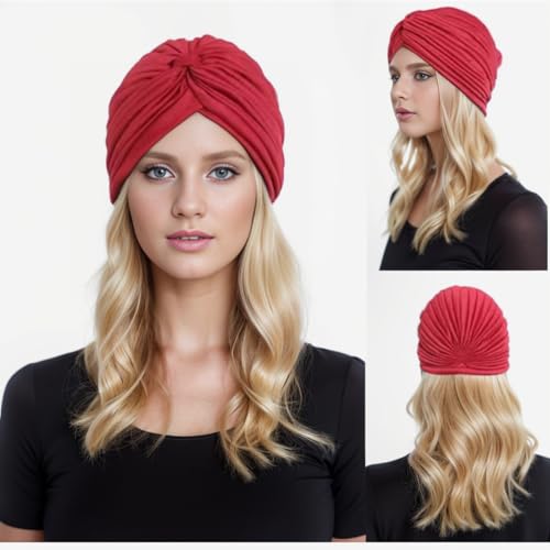 Vintage Polyester Pleated Turban Hat - White, One Size