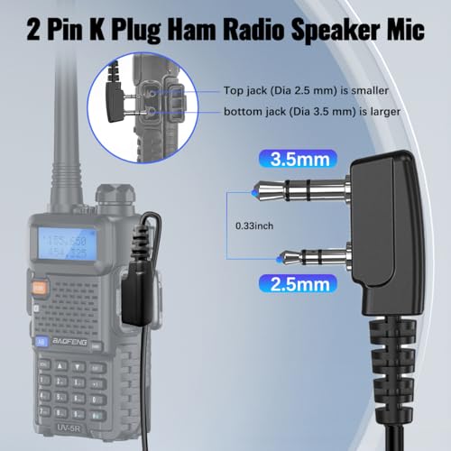 Ham Radio Speaker Mic for BAOFENG UV-5R, 2-Pack Handheld Accessories