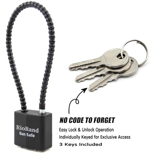 Keyed Alike Cable Gun Lock - 8.5" & 15" Sizes - 3 Keys Included