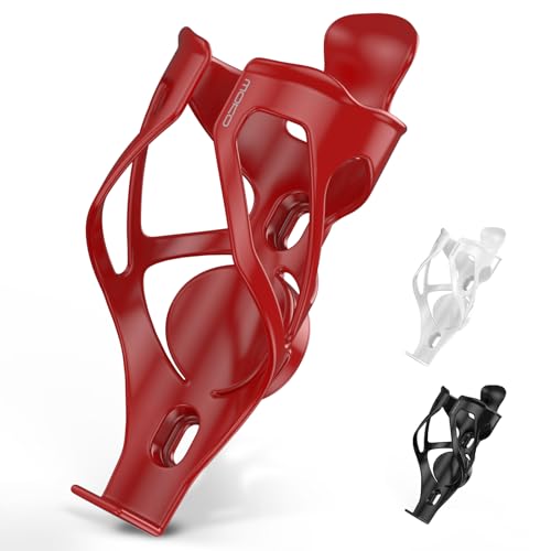 Bike Water Bottle Holder with Tracker Slot - Red, Fits 500ml Bottles