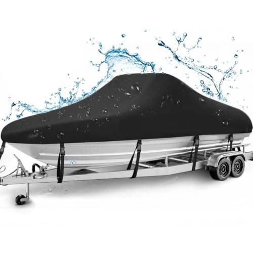 Horonaxo Waterproof Boat Cover 17-19ft V/Hull Tri-Hull with 96in Beam, 900D Heavy Duty