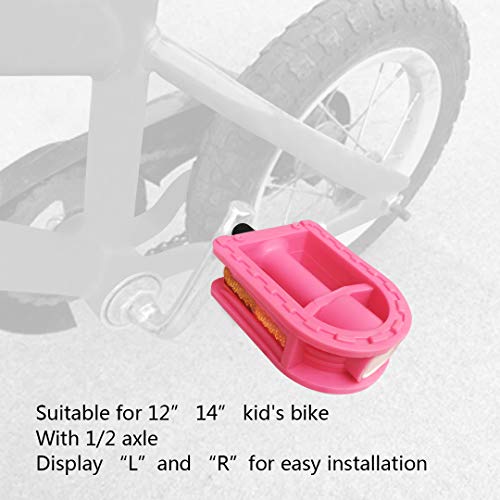 Kids Bike Pedals 1/2-Inch Resin with Reflectors - Pink