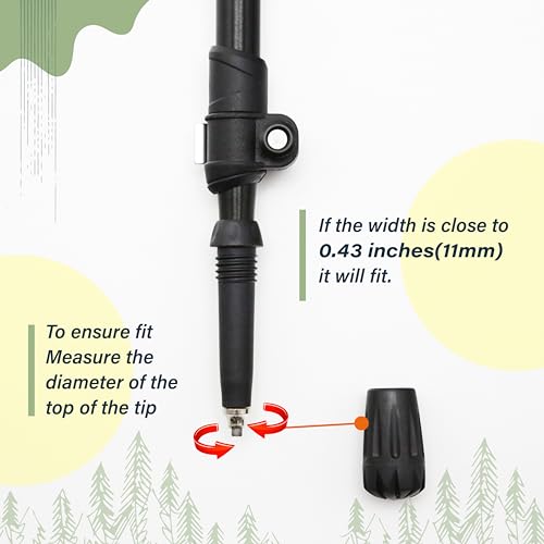 12-Pack Trekking Pole Tips - Replacement Rubber Tips for Hiking Sticks, 11mm Fit, Trekology