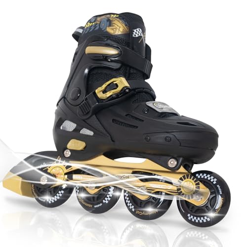 Adjustable Inline Skates for Kids - Golden, Large (4-7 US)