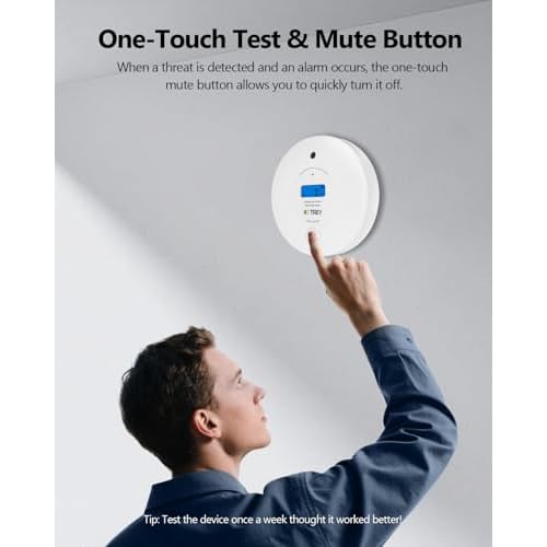 Smoke and Carbon Monoxide Detector, 10 Year Battery Operated Combo Smoke Alarm and CO Monitor with Digital Display and LEDs, Portable Combination Detector for Home and Travel