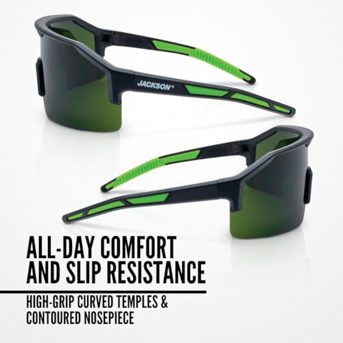 Jackson Safety Maxview+ Ballistic-Rated Safety Glasses - ANSI Z87.1 Wraparound Anti-Scratch Eye Protection for Men & Women - Black Frame with Shade 5 IR Lens - Pack of 1