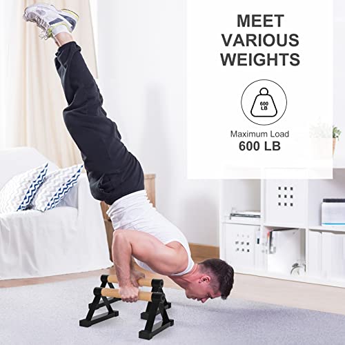Wood Push Up Bars - Anti-Slip Handstand Parallettes - Black