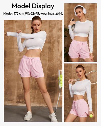 CE' CERDR Women's 2-in-1 High Waisted Running Shorts – Large, 5a-Black / Navy / Dark Grey / Light Grey / Pink
