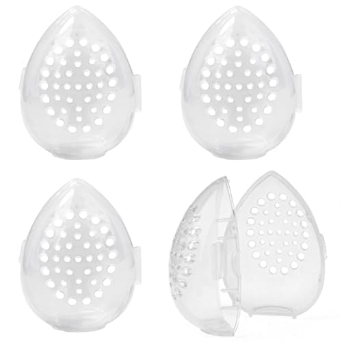 Breathable Makeup Sponge Case - 4 Pack Clear Teardrop Holders