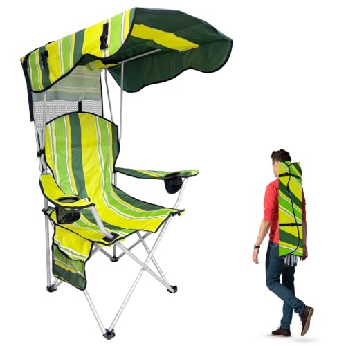 Camping Chair with Canopy Shade - Portable Folding Outdoor Seat