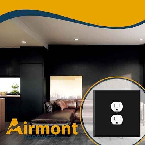 (2 Pack) Jumbo 2-Gang Duplex Outlet Cover Plate – Oversized 5.5"x5.5" Centered Receptacle Faceplate, Heavy-Duty Black Metal, Matte Finish, Screw Mount, Made in USA, Fits Standard Duplex Outlets