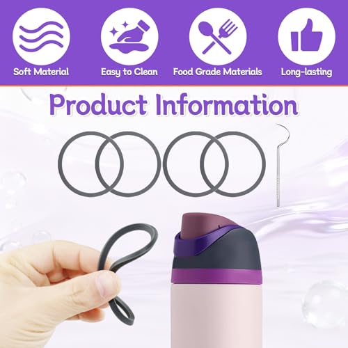 4-Pack Replacement Silicone O-Rings for Owala Water Bottles - Grey