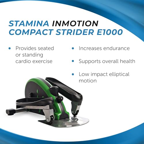 Compact Elliptical Strider Machine - Under Desk Exercise - Black/Green