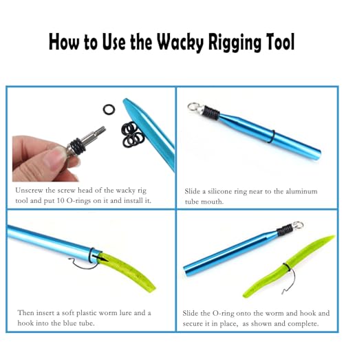 Wacky Rig Tool with 30 O-Rings for Bass Fishing - Green